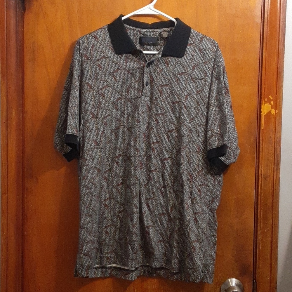 Axis Men's Gigham Abstract Print Short Sleeve Polo Shirt Size Large